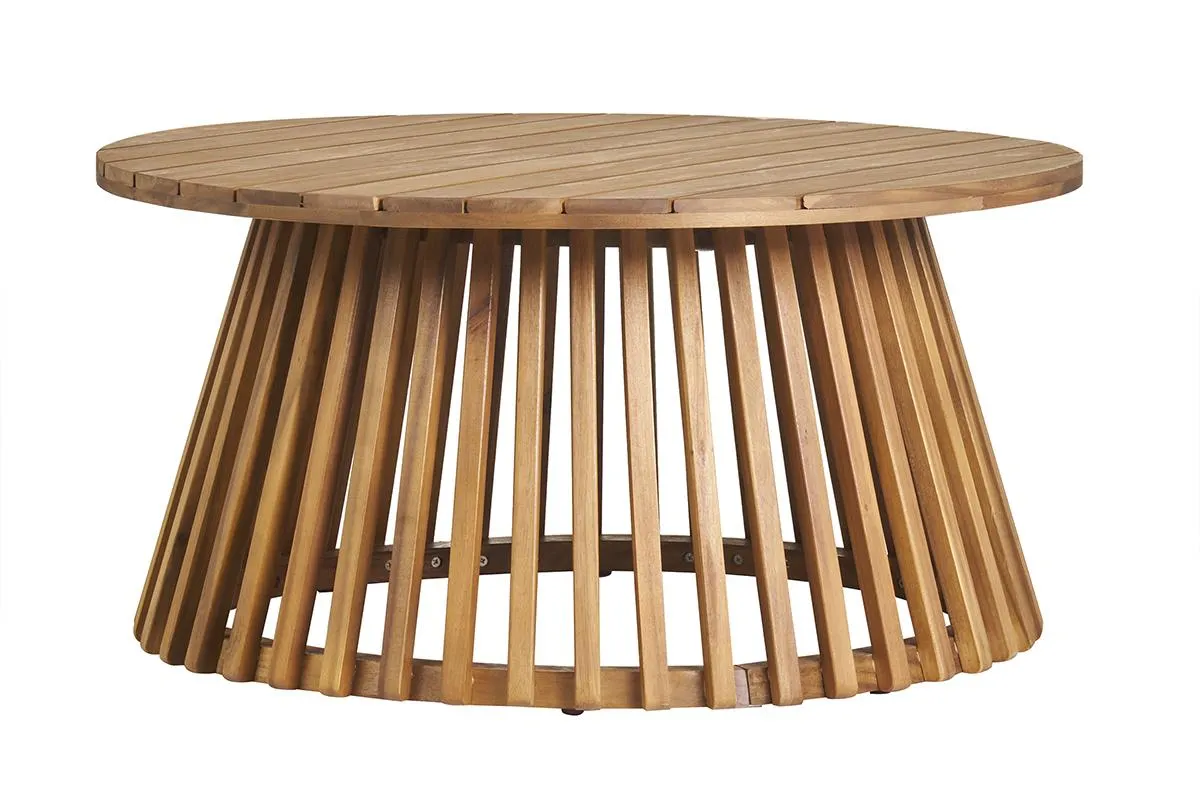 Mesa de centro de jardín redonda de madera maciza 80 cm - NASSAU