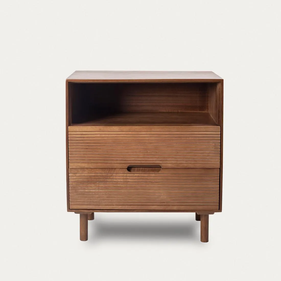 Mesita de noche de madera maciza 2 cajones