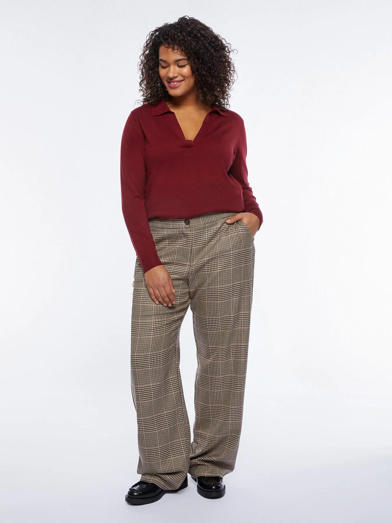 Pantalones rectos en príncipe de Gales