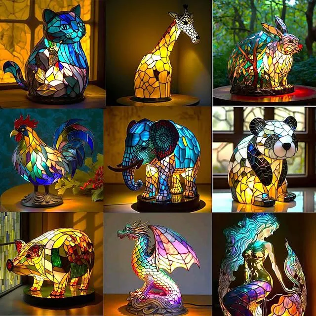 Decoración del hogar de la serie animal, decoración de mesa de animales de metal plano 2d, artes animales para los amantes de los animales de la sala de estar, regalo de Navidad, regalo de Navidad, regalo para niños