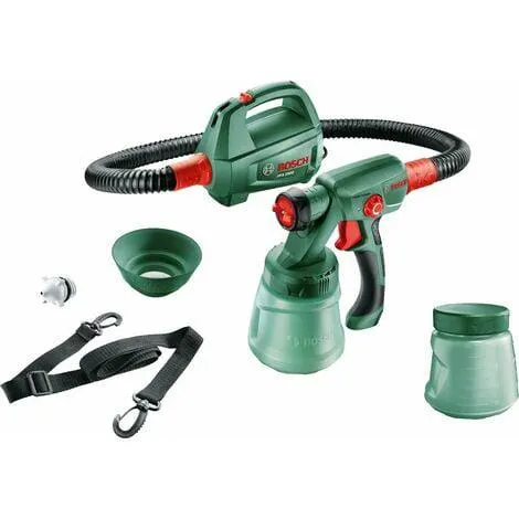 Bosch sistema eléctrico de pulverización de pintura PFS 2000 (440 W, para esmalte/barniz o pintura de pared, 6 accesorios, 200 ml/min)