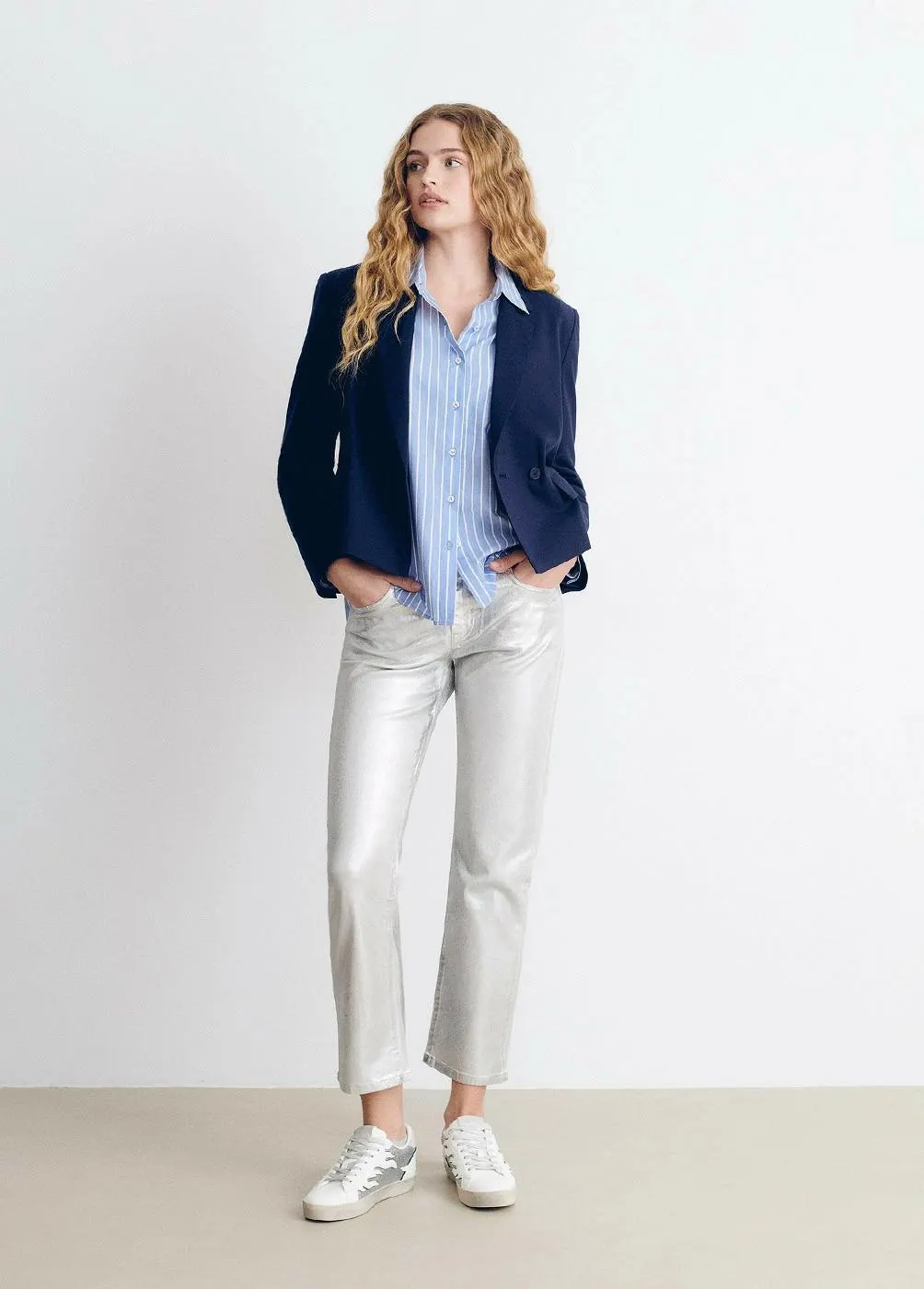 Pantalón laminado cinco bolsillos