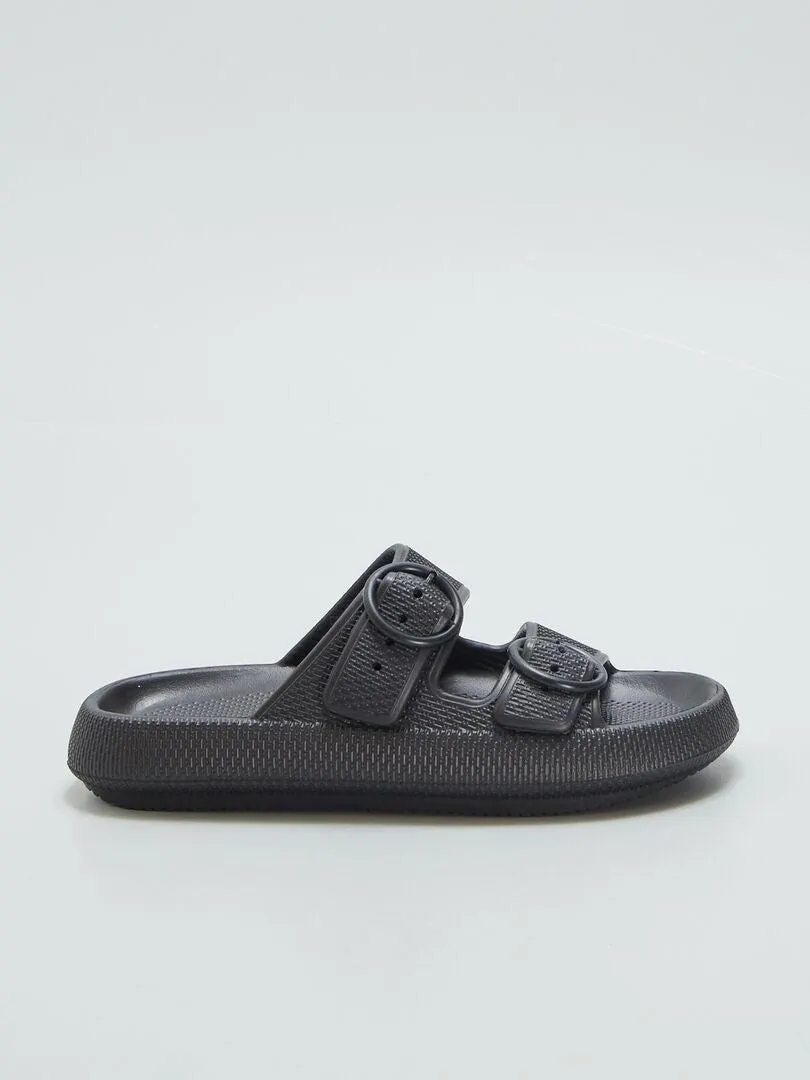 Mules con hebillas - NEGRO