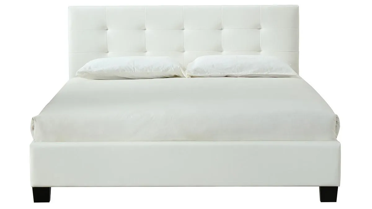 Cama 160 x 200 PU blanca acolchada MARQUISE