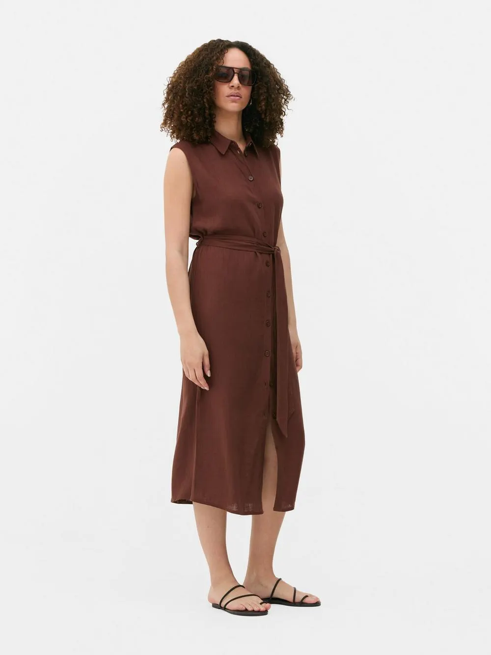 Midi-Blusenkleid mit Gürtel