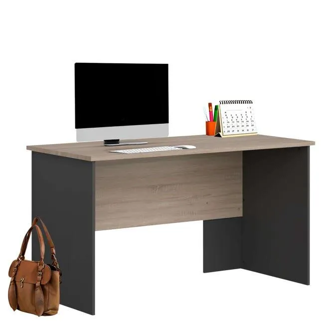 Mesa de Escritorio Oficina Nibis Estilo Industrial Color Roble Sonoma y Gris Antracita 140 cm