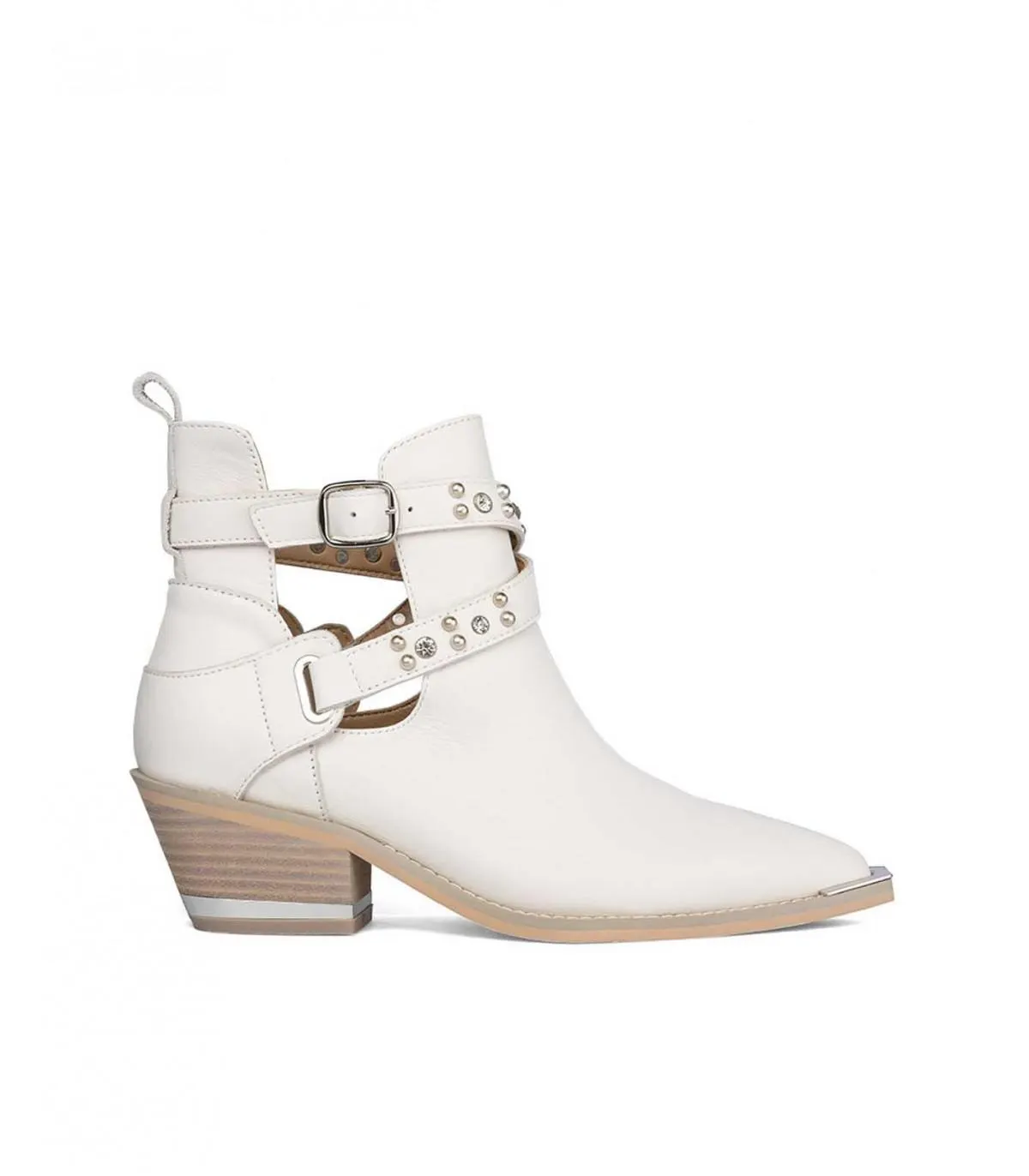 Botín de Mujer de Piel . Napa Blanco