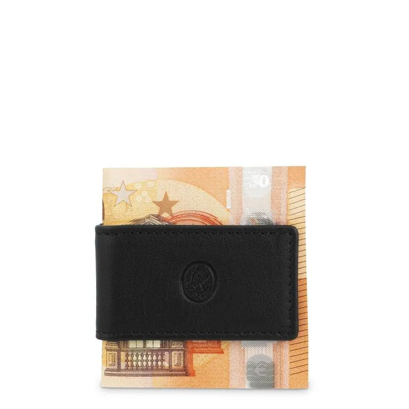 Pinza porta billetes de piel color negro-El Potro