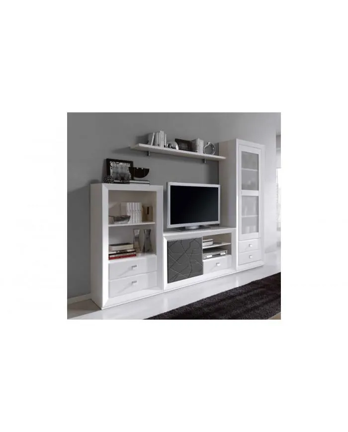 Composición completa muebles de salón en acabado blanco nieve en Nattex