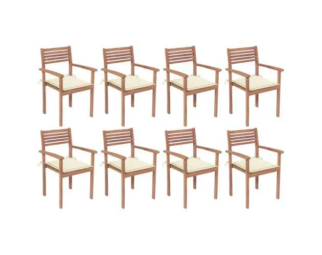 Vidaxl sillas apilables de jardín 8 uds madera de teca con cojines