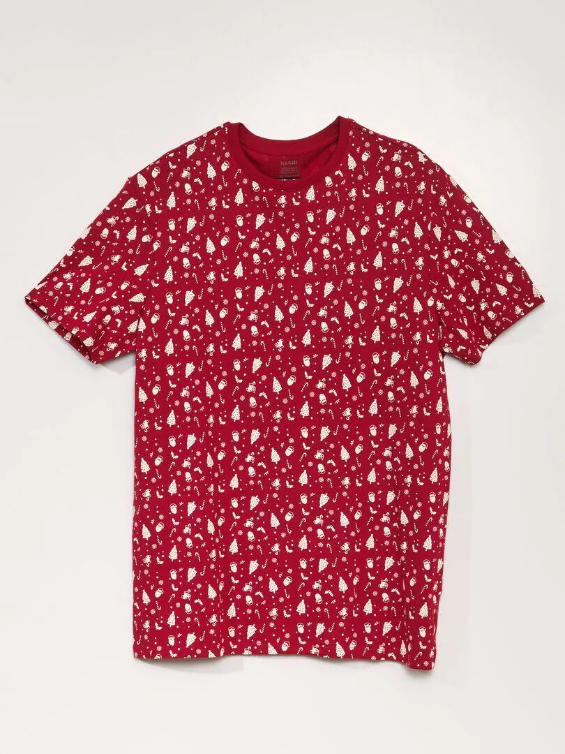 T-shirt a maniche corte con stampa 'Noël' - ROSSO