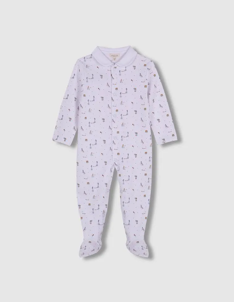 Pijama Largo Estampado Blanco Optico