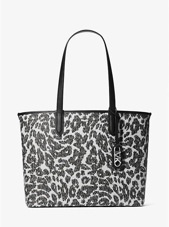 Bolso tote Eliza extragrande con logotipo y estampado de leopardo