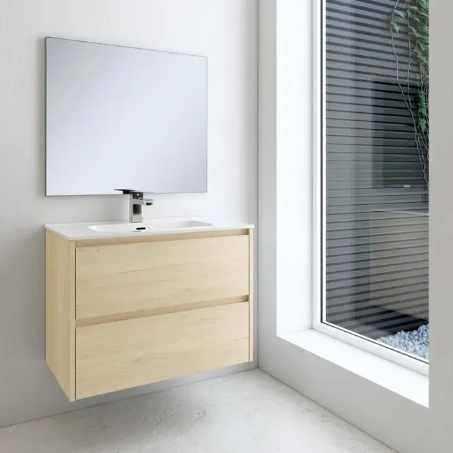 Mueble de baño con lavabo Moon roble 80x45 cm