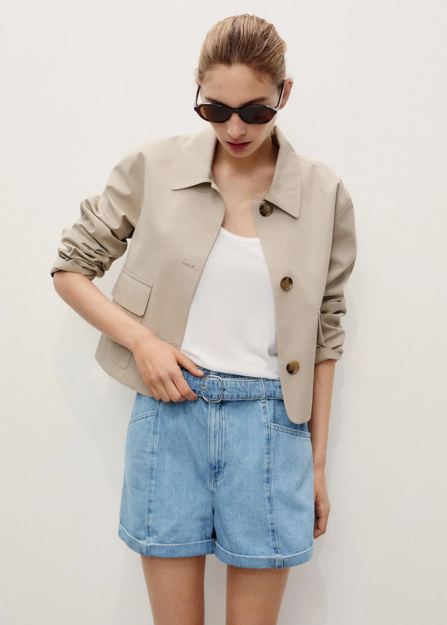 Shorts denim paperbag cinturón