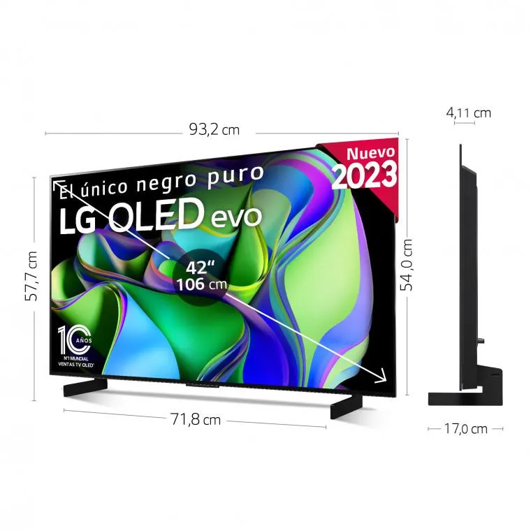 Outlet TV LG OLED evo 4K de 42'' C3, Procesador Máxima Potencia, Dolby Vision / Dolby ATMOS, Smart TV webOS23