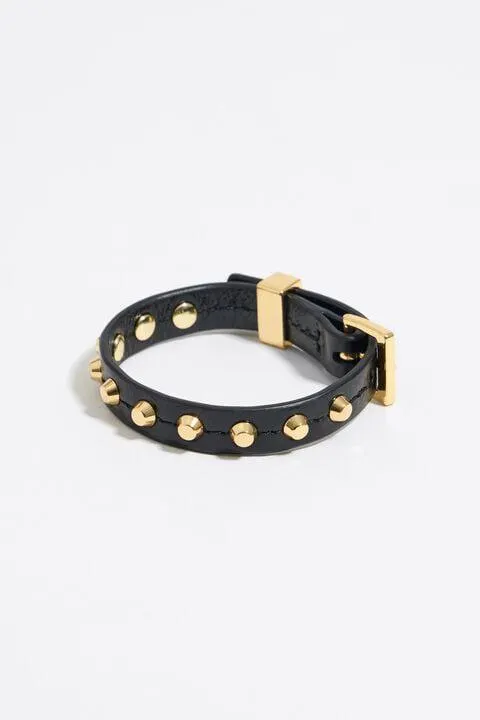 Pulsera piel tachas negra