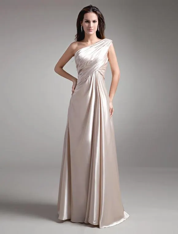Vestido para la madre de novia de satén elástico de color champaña de Línea A Vestidos de boda para huéspedes vestidos de madrina de boda vestidos para mamá