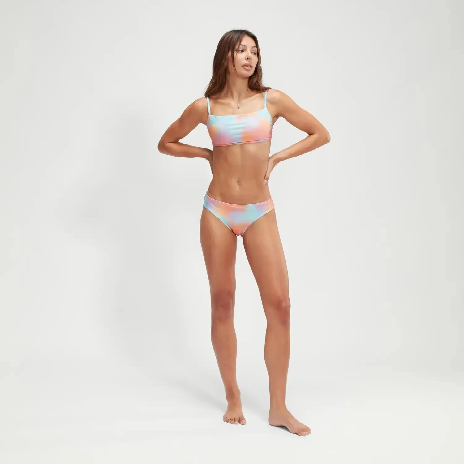 Bikini con tirantes finos ajustables y estampado para mujer