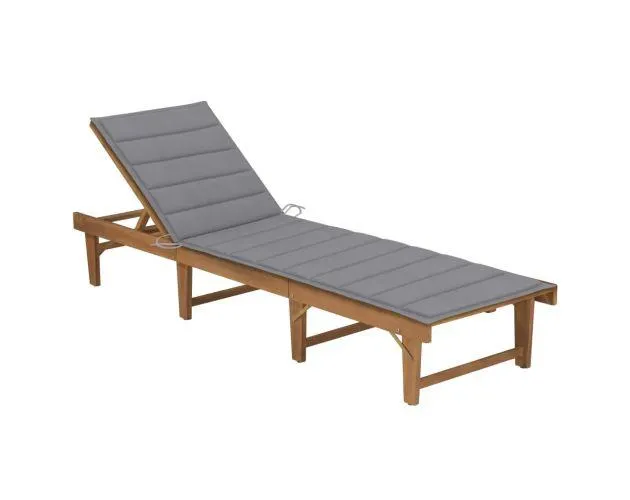 vidaXL tumbona plegable con cojín madera maciza de acacia