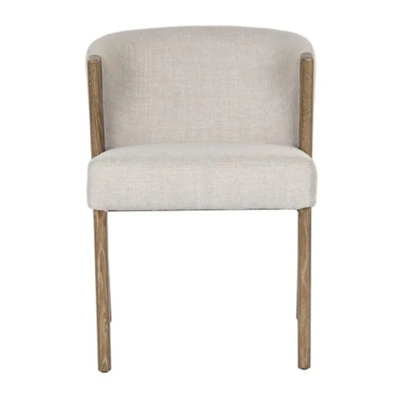 Ash dining chair, upholstered in white polyester