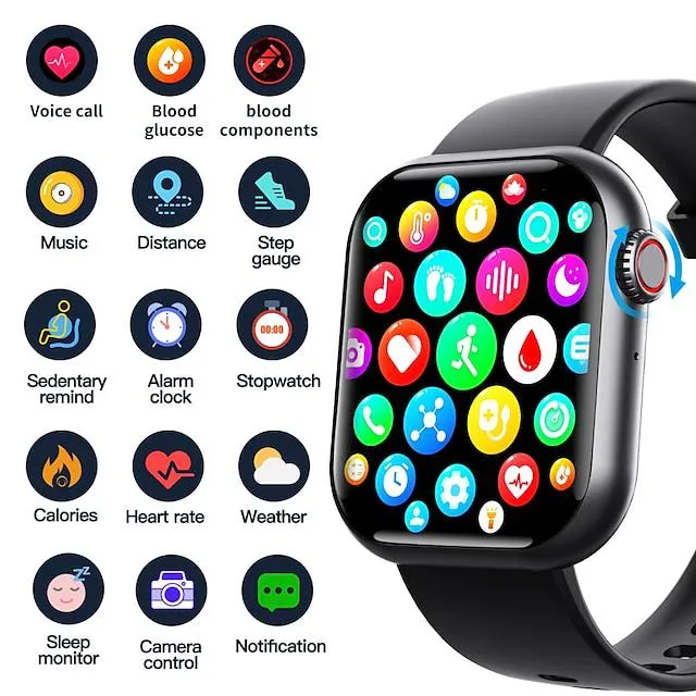 696 F108 Reloj inteligente 1.9 pulgada Smartwatch Reloj elegante Bluetooth Monitoreo de temperatura Podómetro Recordatorio de Llamadas Compatible con Android iOS Mujer Hombre Llamadas con Manos