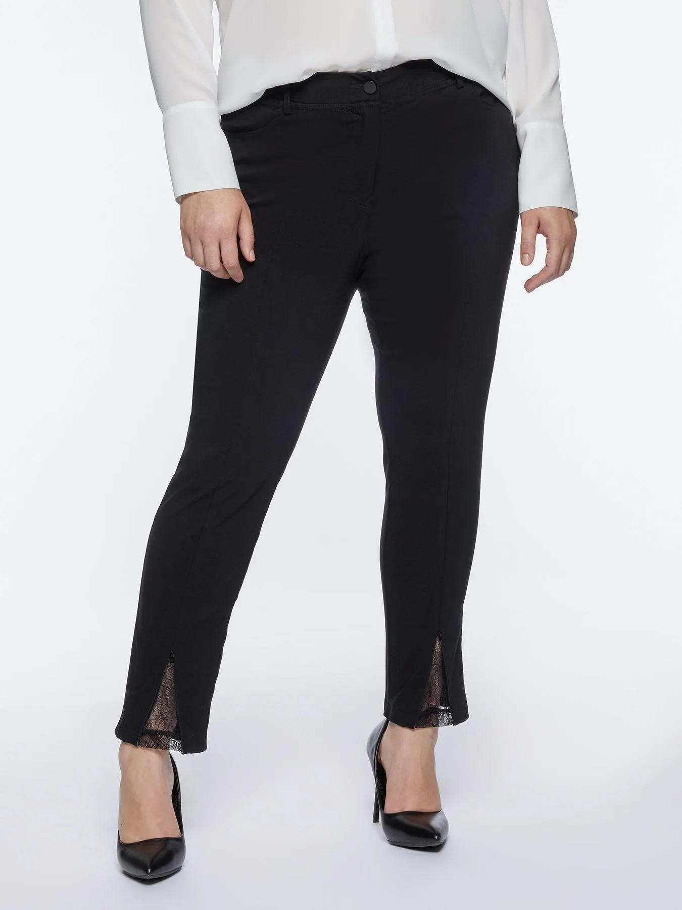 Pantaloni skinny con inserti in pizzo