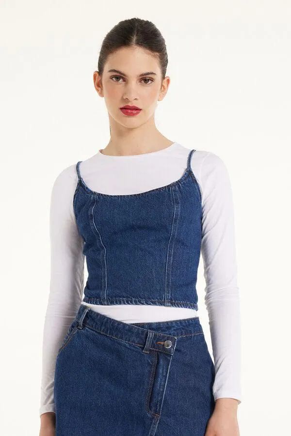 Top Corto de Denim con Tirantes Finos