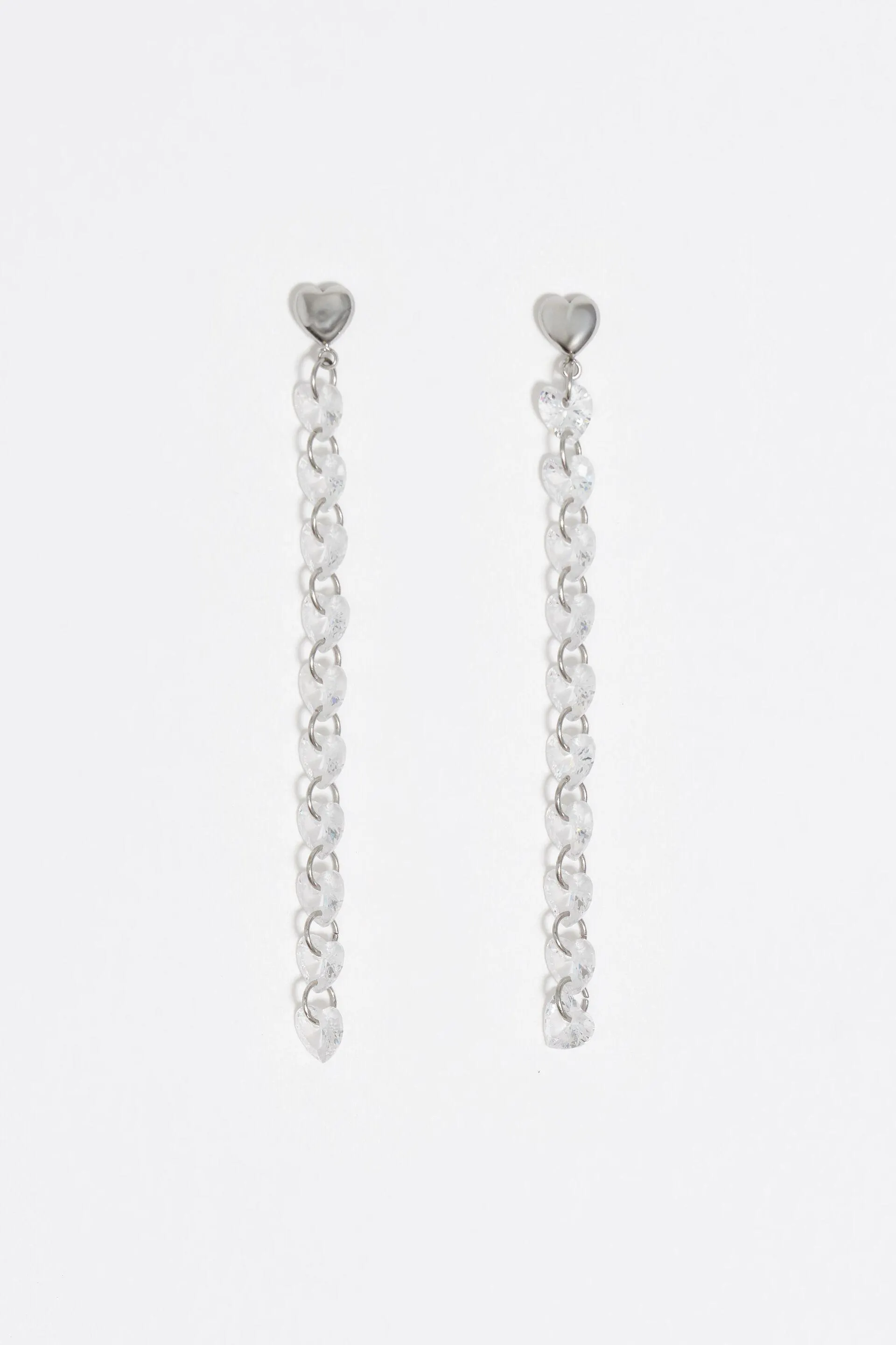 Pendientes corazones cristales plateados