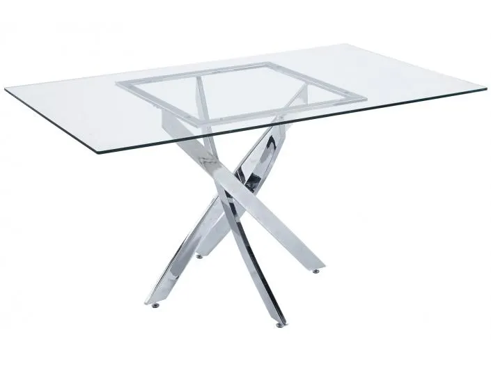 Mesa comedor rectangular cristal-cromo