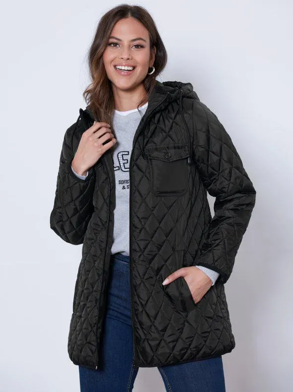 Parka acolchada con capucha y bolsillos
