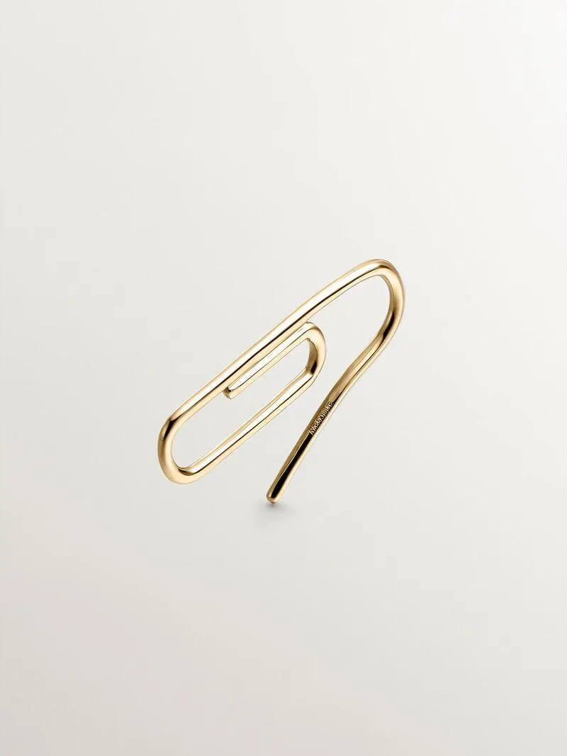 Pendiente individual de oro amarillo de 9K con forma de clip