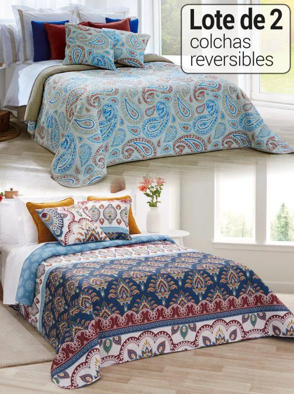 Lote 2 colchas estampadas reversibles