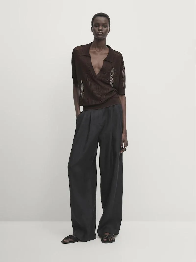 Short sleeve mesh polo shirt