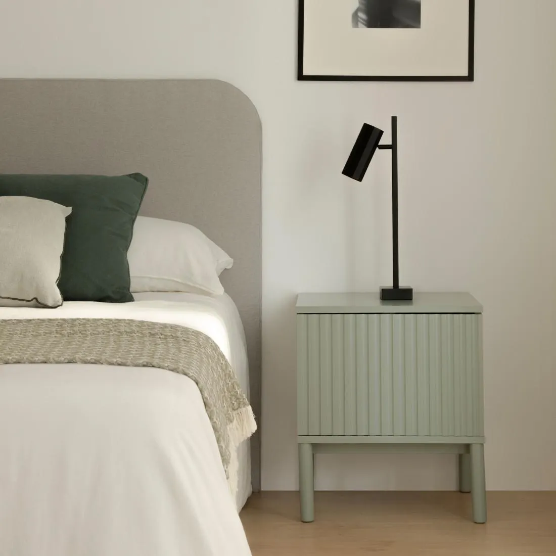 Mesita de noche verde invierno 1 cajón