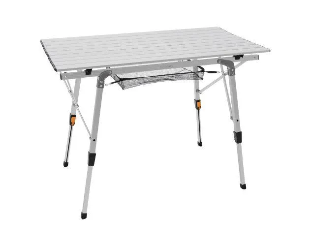 Mesa de camping plegable 90x51,5 cm aluminio plateado
