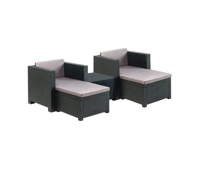 SIRA set de 2 sillones 2 poufs mesa de centro