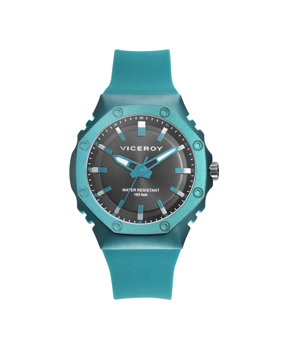 Reloj de hombre con caja de aluminio y correa de silicona verde oscuro