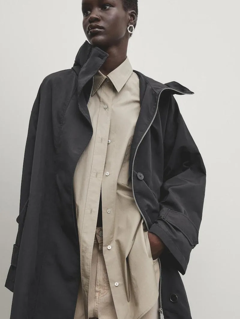 Černá parka s kapucí