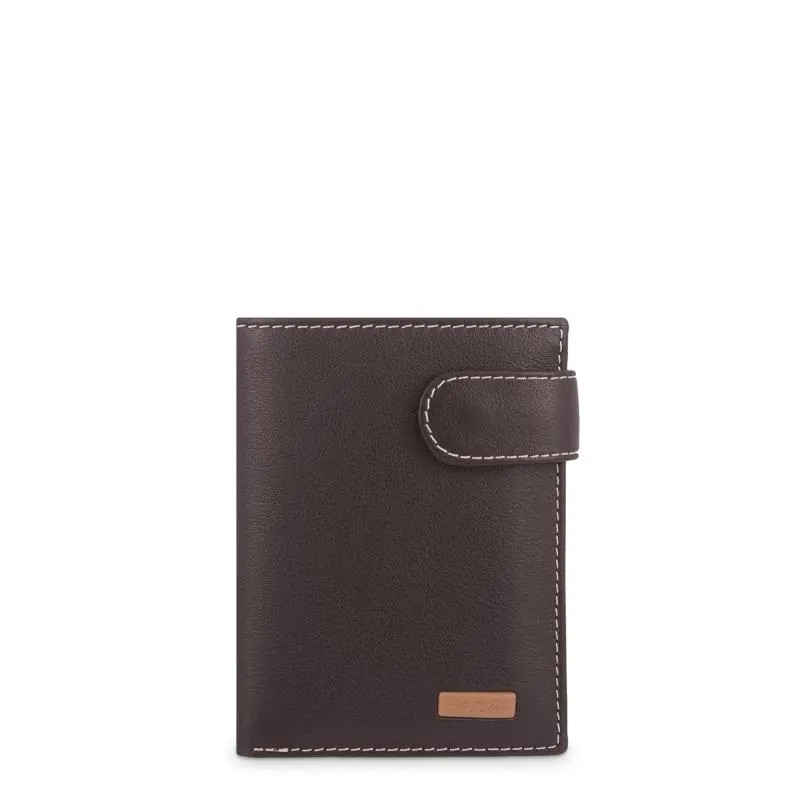 Cartera grande con monedero exterior hombre en piel vacuno color marrón - Mate