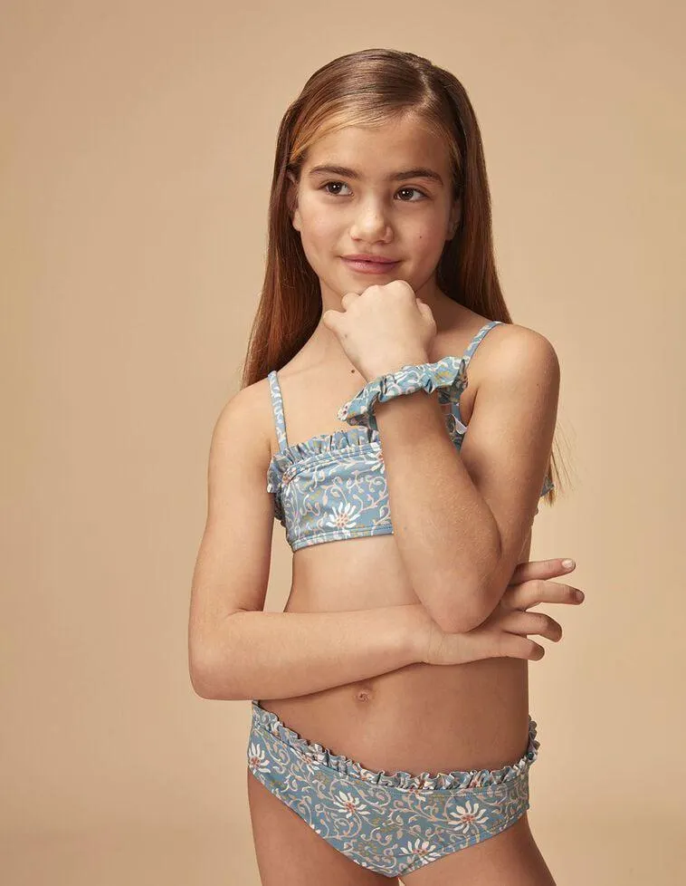 Bikini estampado flores azul claro
