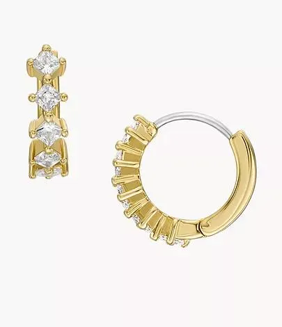 Pendientes de aro Hazel Classic Glitz de latón en tono dorado