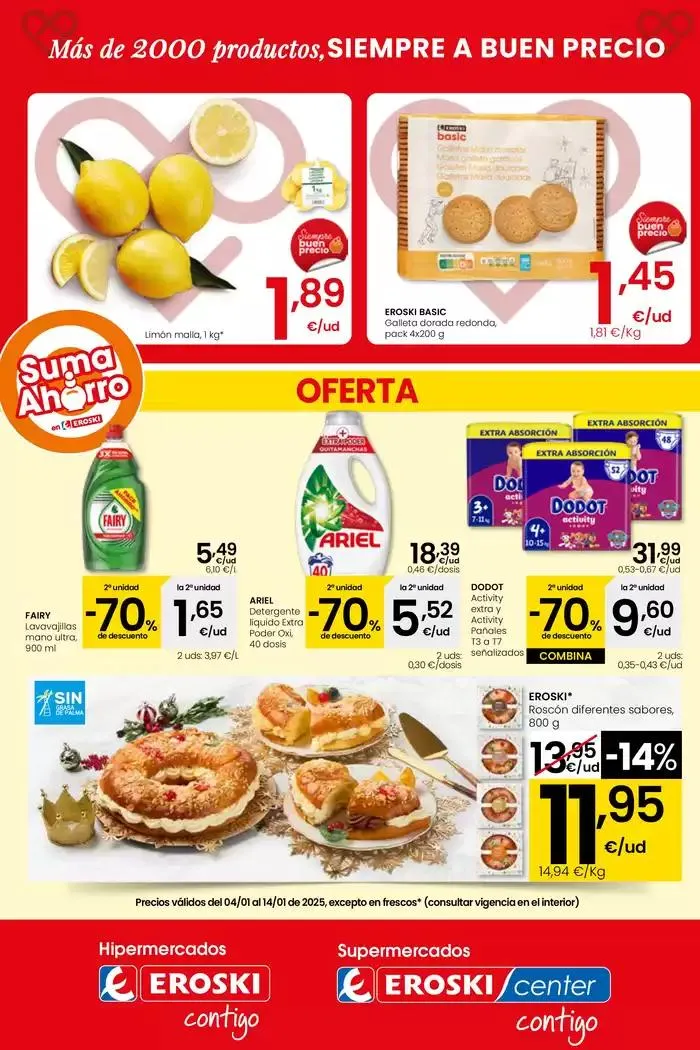 Catálogo de Más de 2000 productos, SIEMPRE A BUEN PRECIO HIPERMERCADOS EROSKI 4 de enero al 14 de enero 2025 - Página 1