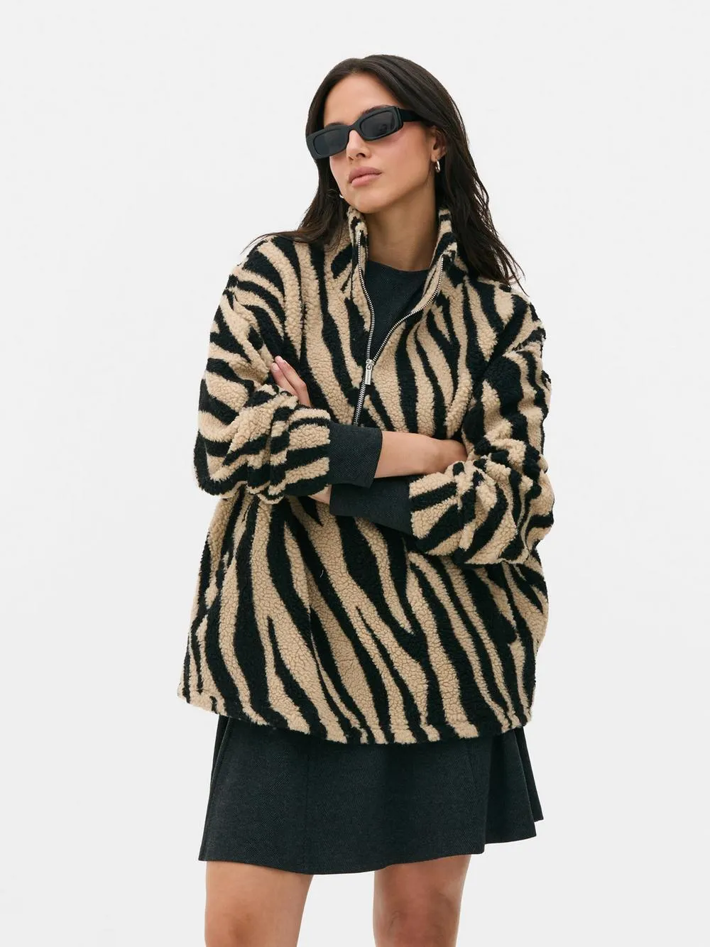 Forro polar de borreguito con media cremallera