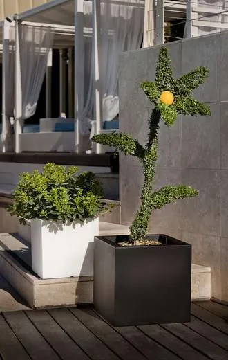 Jardinera cuadrada de resina Square atlantis 49x49 cm