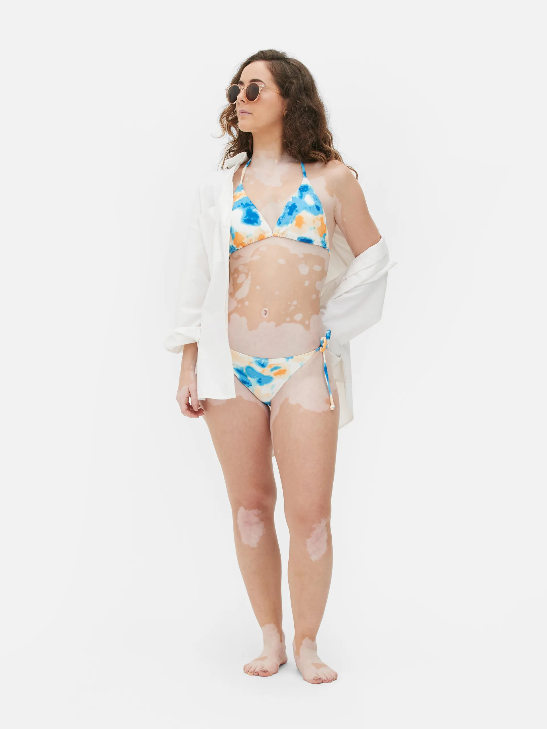 Top de bikini triangular estampado