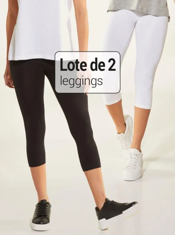 Lote 2 leggings punto elástico bajo rodilla