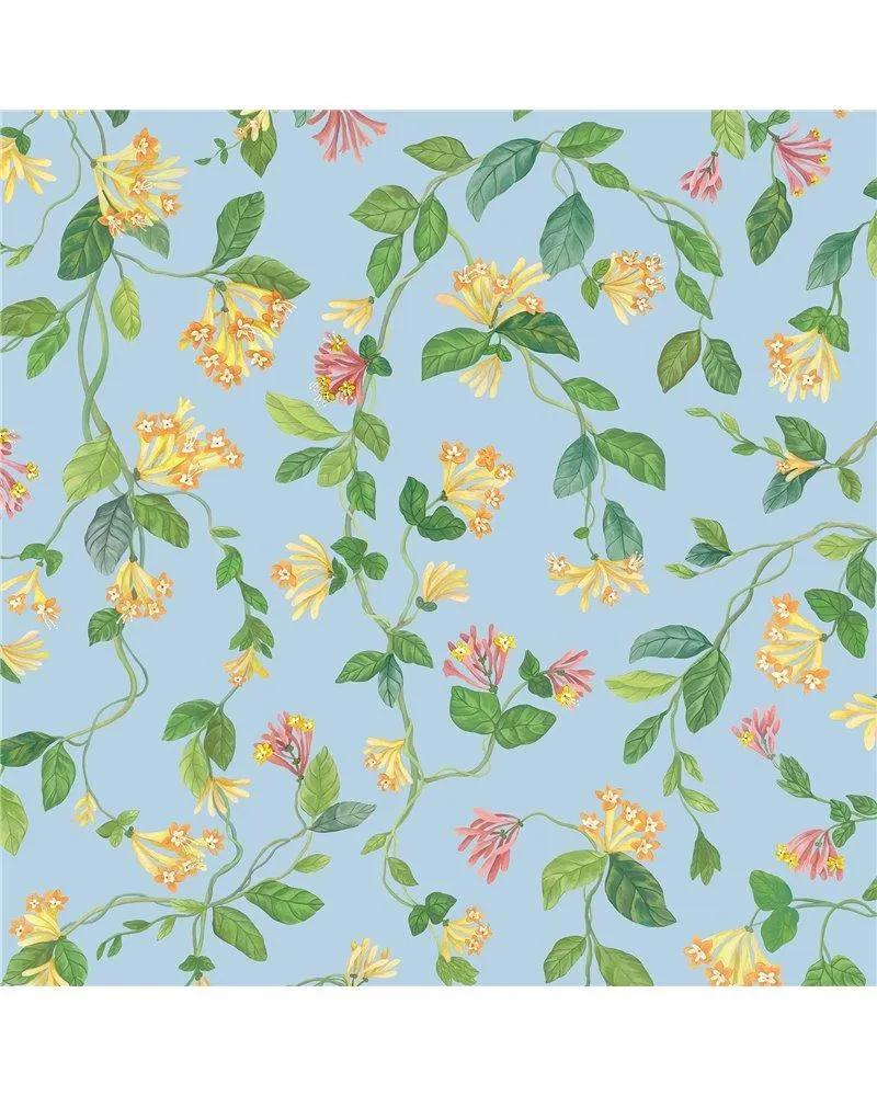 PAPEL PINTADO Flora Buttercup Yellow On Cornflower Blue 124-3018
