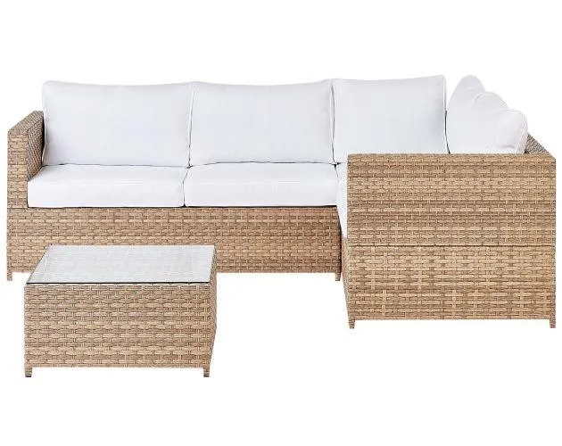 Conjunto esquinero de jardín 4 plazas avola izquierda blanco crema