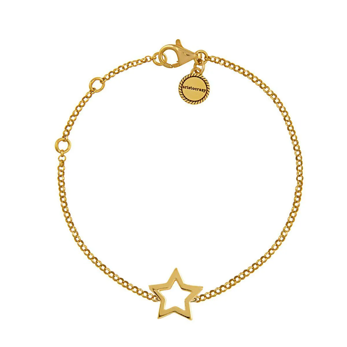 Pulsera estrella hueca plata recubierta oro
